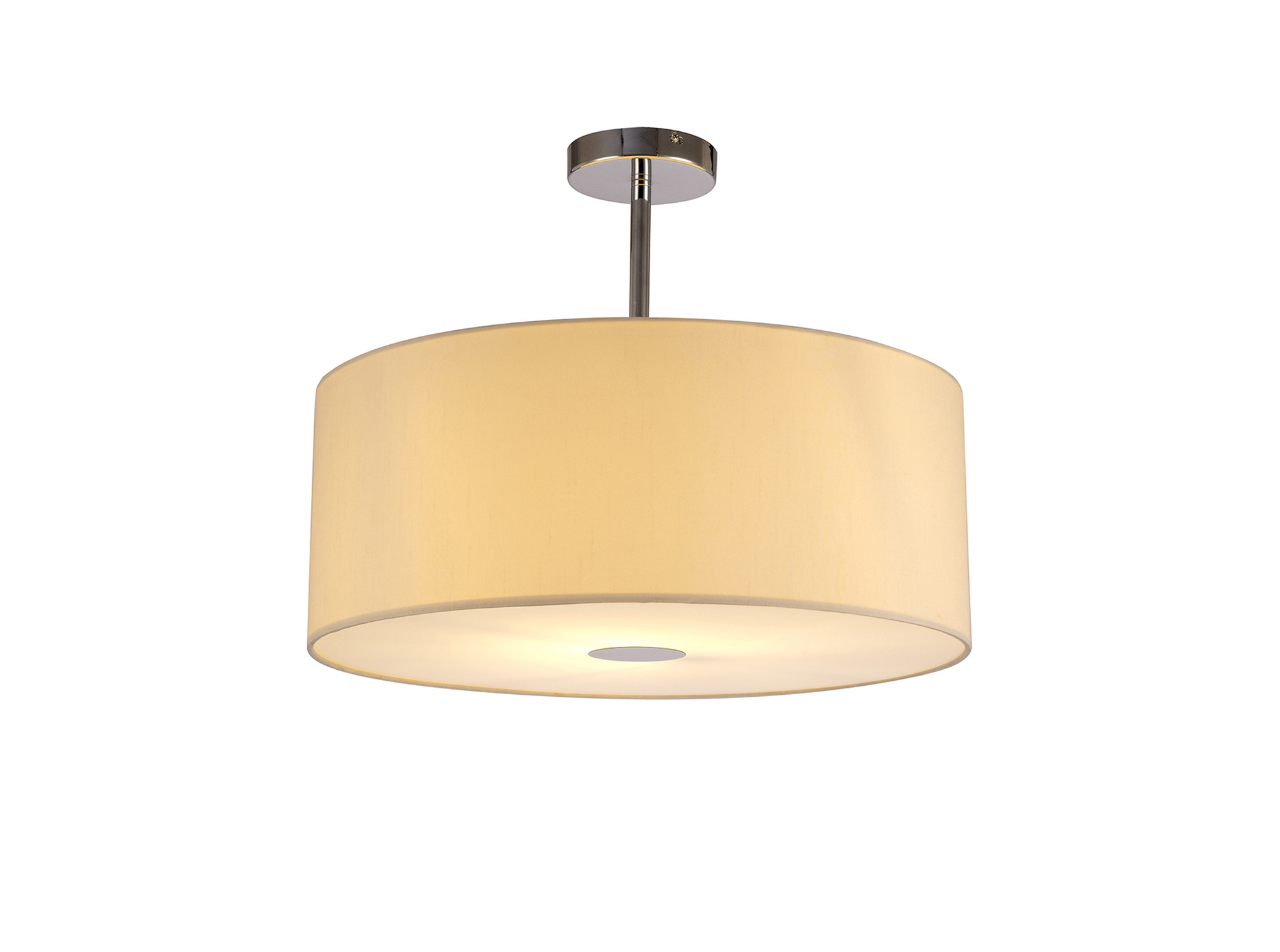 DK0103  Baymont 50cm Semi Flush 1 Light Polished Chrome, Ivory Pearl, Frosted Diffuser